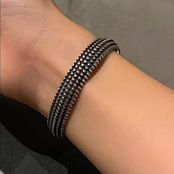 STERLING SILVER GEOMETRIC PUNK BANGLE BRACELET - Picture 13 of 13